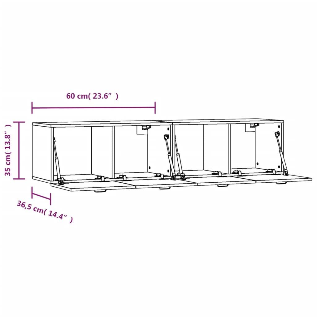vidaXL Wandschränke 2 Stk. Betongrau 60x36,5x35 cm Holzwerkstoff