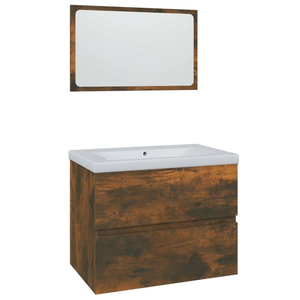 vidaXL Badmöbel-Set Räuchereiche Holzwerkstoff