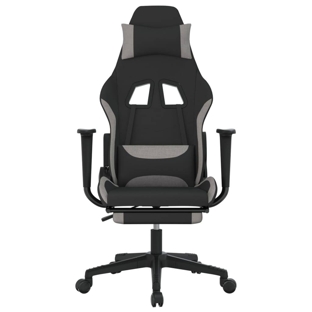 vidaXL Gaming-Stuhl mit Fußstütze Schwarz und Hellgrau Stoff
