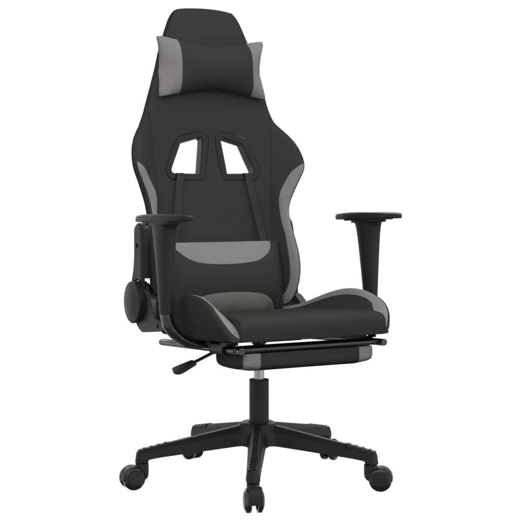 vidaXL Gaming-Stuhl mit Fußstütze Schwarz und Hellgrau Stoff