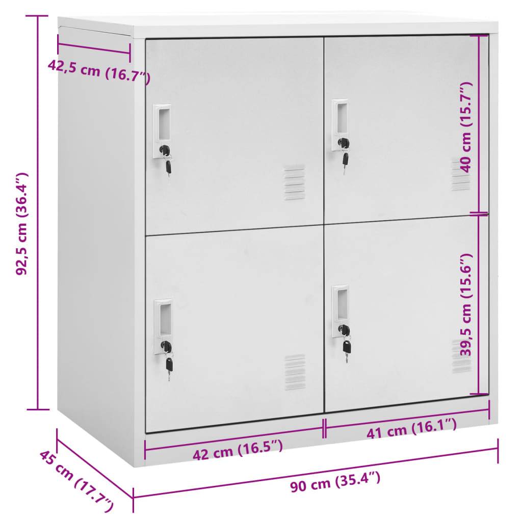 vidaXL Schließfachschrank Hellgrau 90x45x92,5 cm Stahl