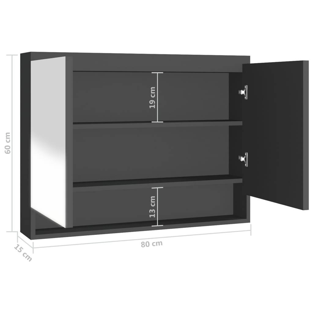 vidaXL Spiegelschrank fürs Bad 80x15x60 cm MDF Anthrazit