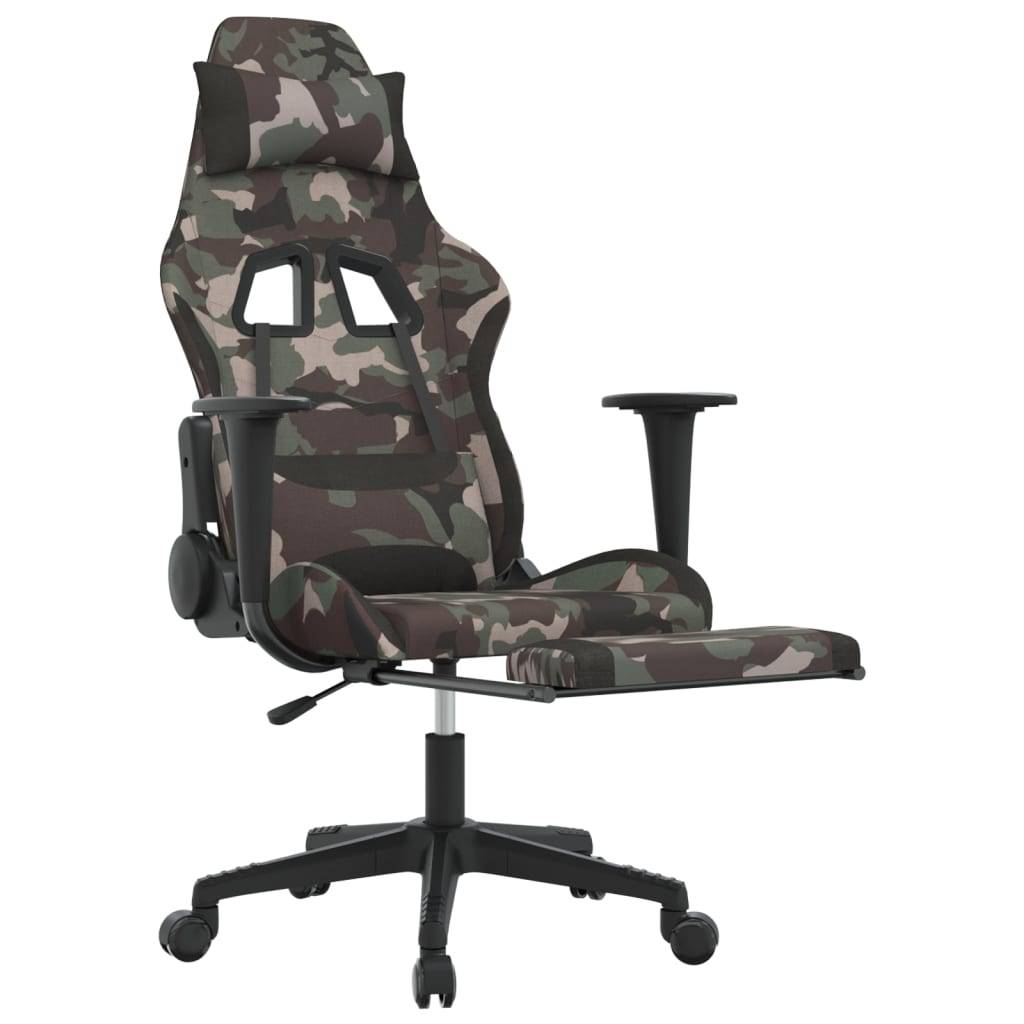 vidaXL Gaming-Stuhl mit Fußstütze Tarnfarben und Schwarz Stoff