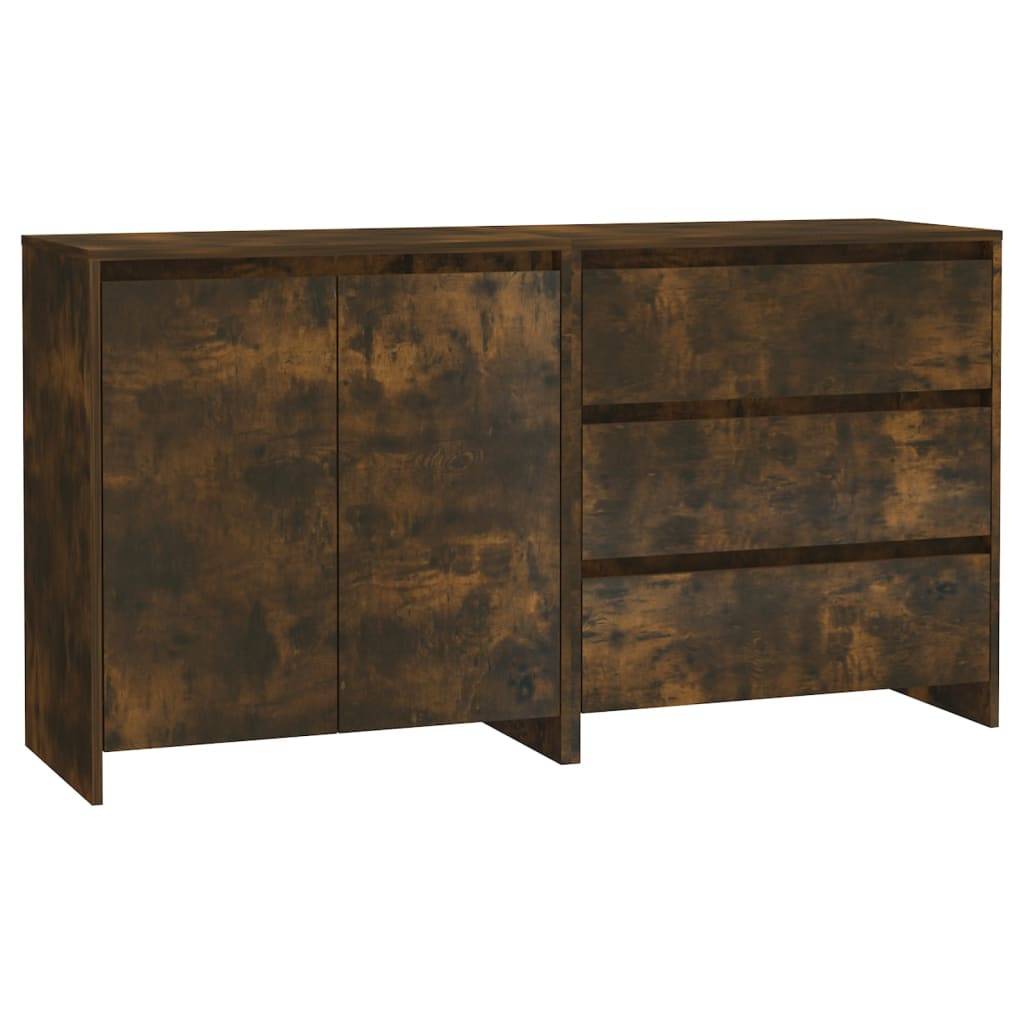 vidaXL 2-tlg. Sideboard Räuchereiche Holzwerkstoff