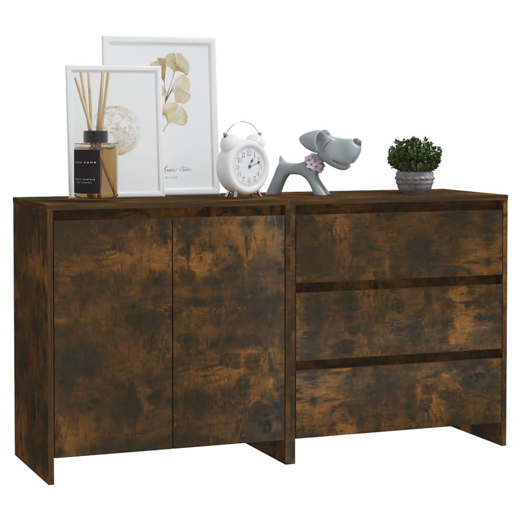 vidaXL 2-tlg. Sideboard Räuchereiche Holzwerkstoff