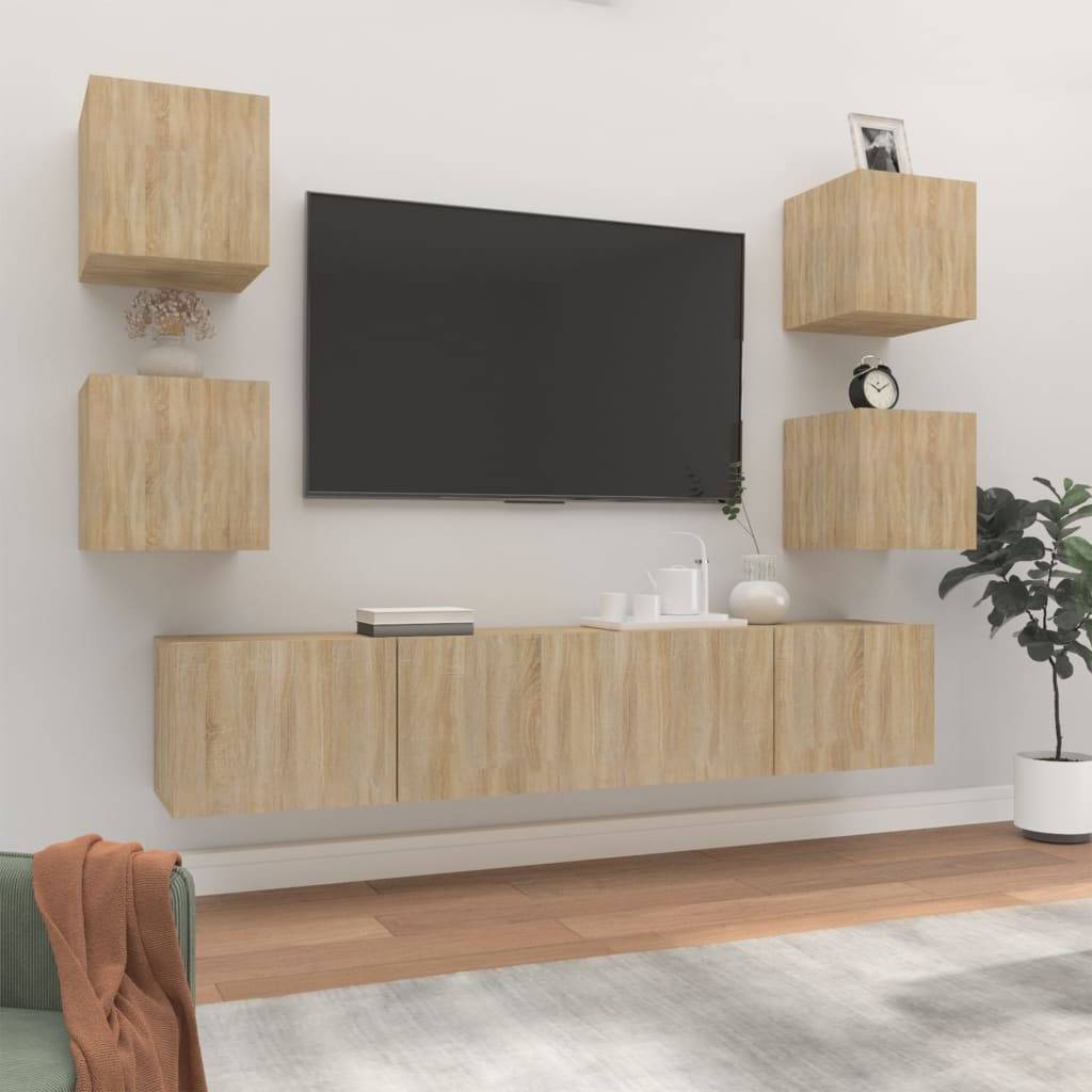 vidaXL 6-tlg. TV-Schrank-Set Sonoma-Eiche Holzwerkstoff