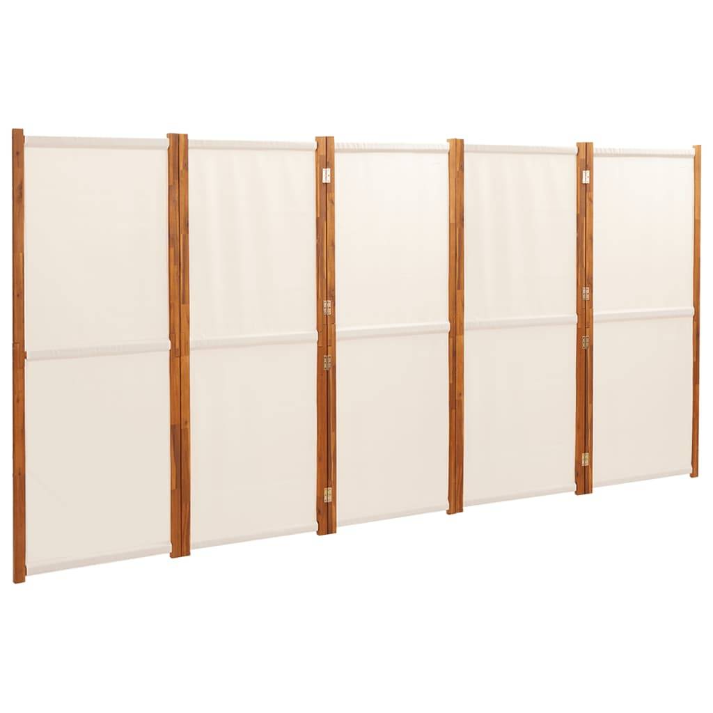 vidaXL 5-tlg. Raumteiler Cremeweiß 350x180 cm