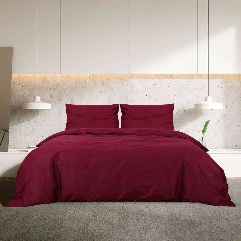 vidaXL Bettwäsche-Set Bordeauxrot 200x200 cm Leichte Mikrofaser