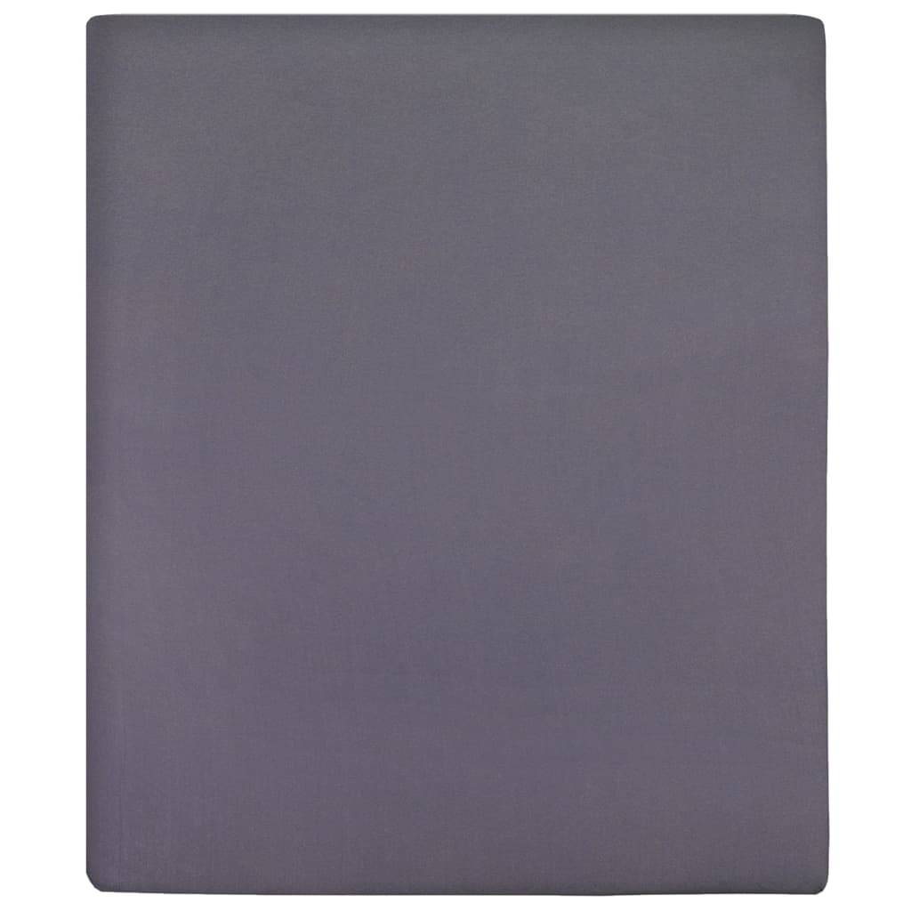 vidaXL Spannbettlaken 2 Stk. Jersey Anthrazit 90x200 cm Baumwolle