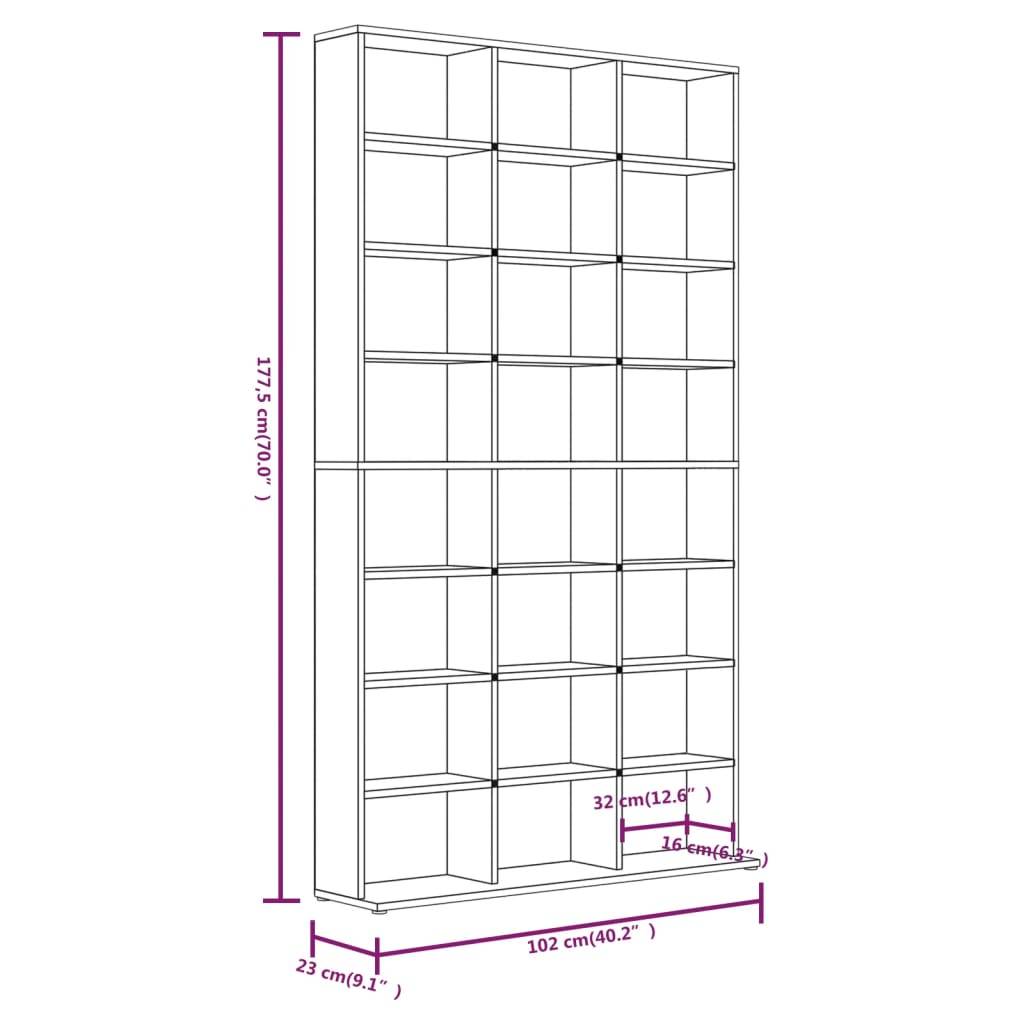 vidaXL CD-Regal Grau Sonoma 102x23x177,5 cm Holzwerkstoff