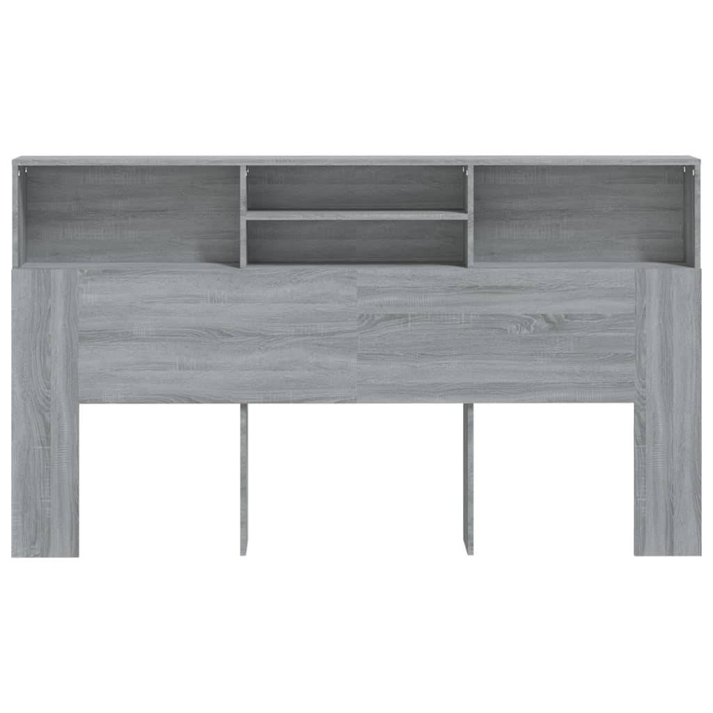 vidaXL Kopfteil mit Ablagen Grau Sonoma 180x19x103,5 cm