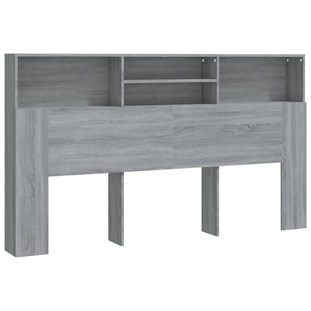 vidaXL Kopfteil mit Ablagen Grau Sonoma 180x19x103,5 cm