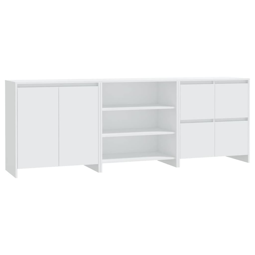 vidaXL 3-tlg. Sideboard Weiß Holzwerkstoff