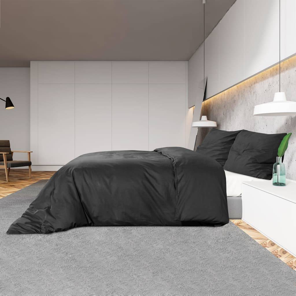 vidaXL Bettwäsche-Set Schwarz 200x220 cm Leichte Mikrofaser