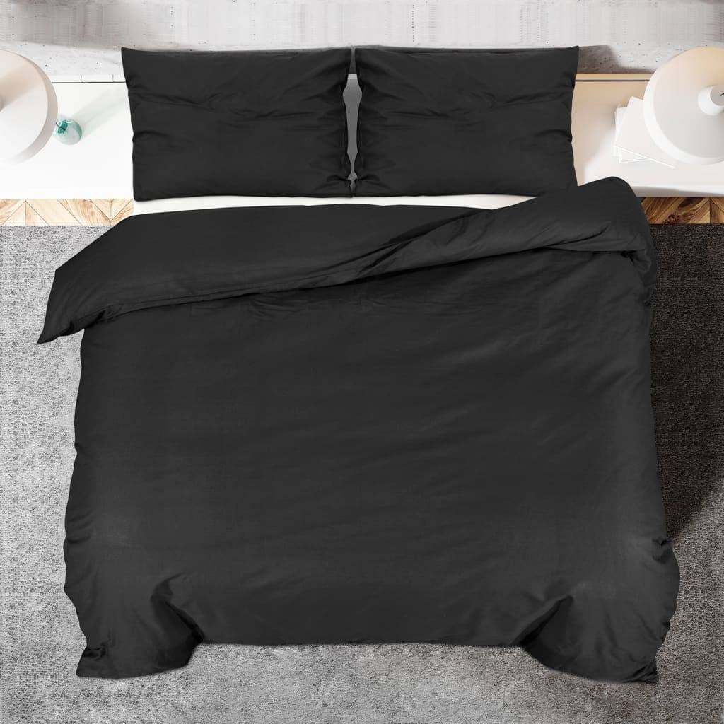 vidaXL Bettwäsche-Set Schwarz 200x220 cm Leichte Mikrofaser