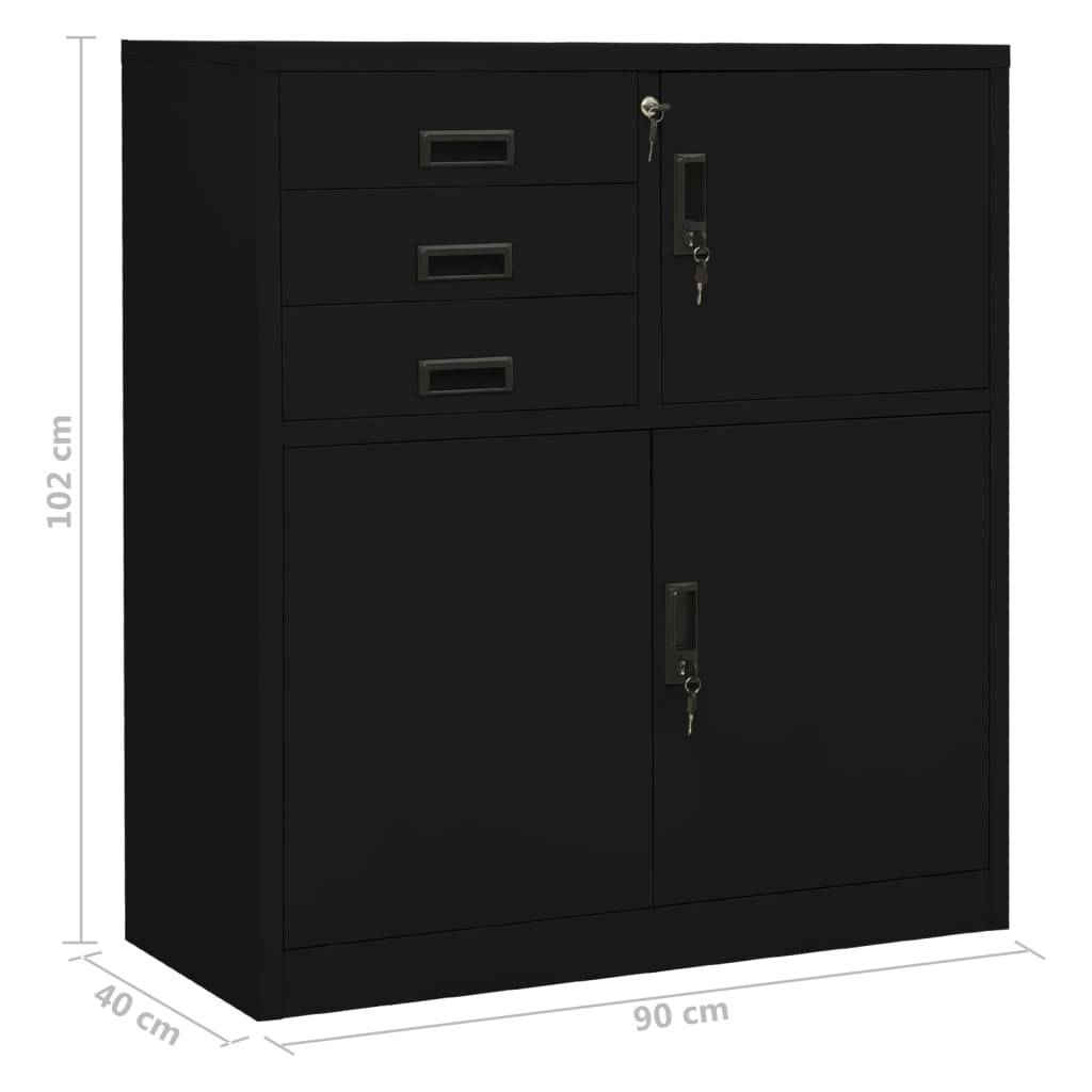 vidaXL Büroschrank Schwarz 90x40x102 cm Stahl