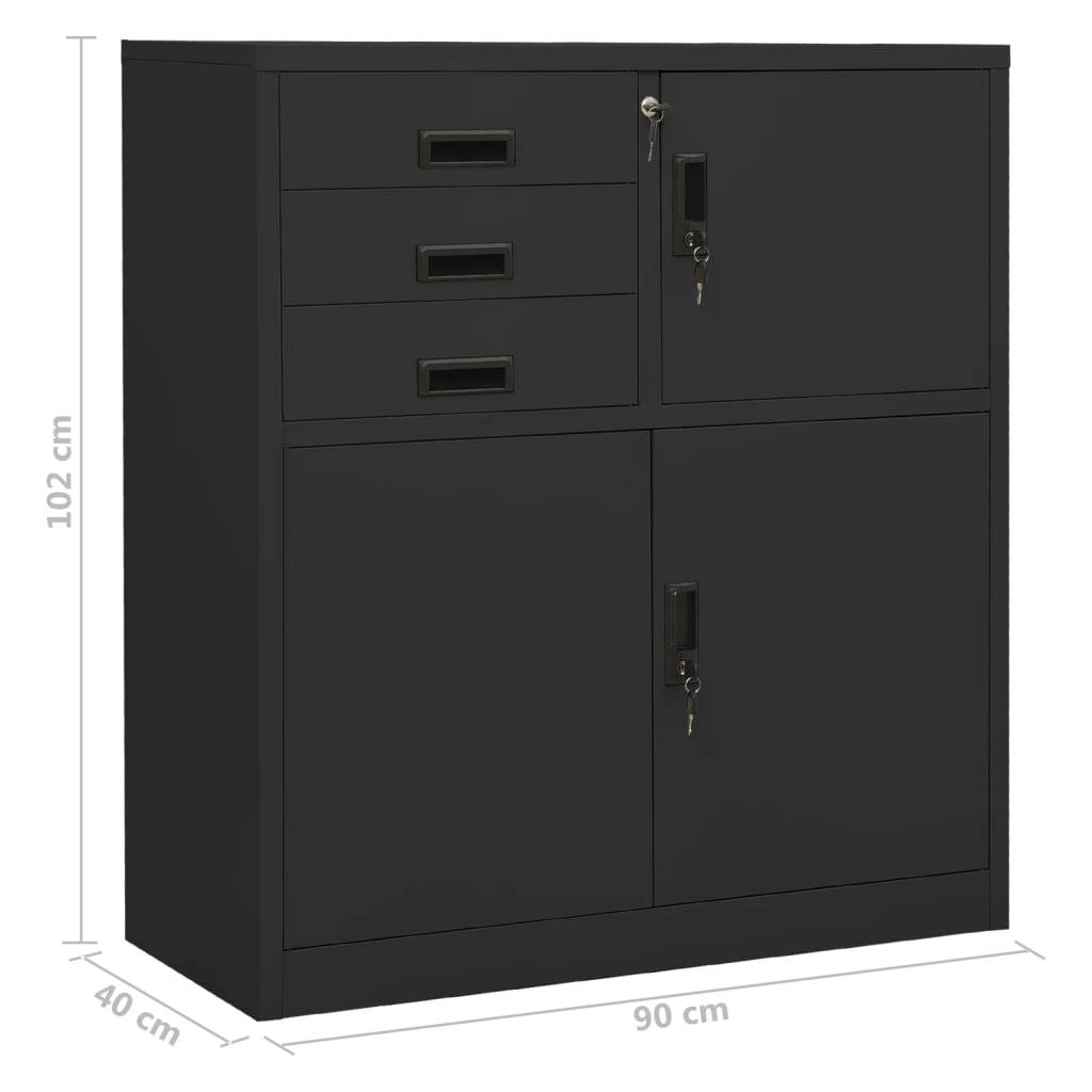 vidaXL Büroschrank Anthrazit 90x40x102 cm Stahl