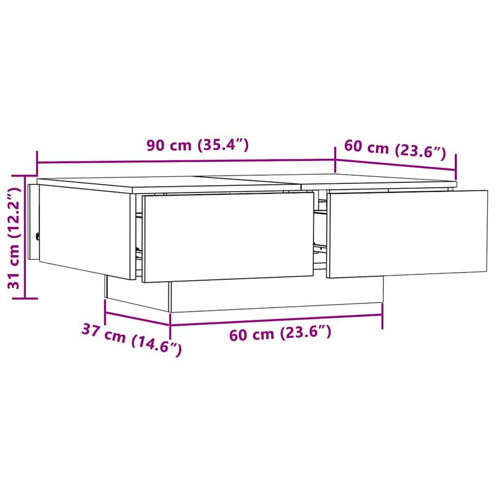vidaXL Couchtisch Sonoma-Eiche 90x60x31 cm Holzwerkstoff