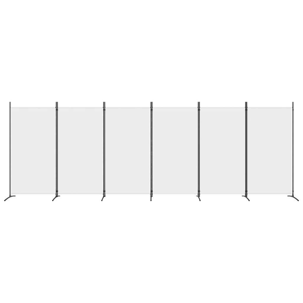 vidaXL 6-tlg. Paravent Weiß 520x180 cm Stoff