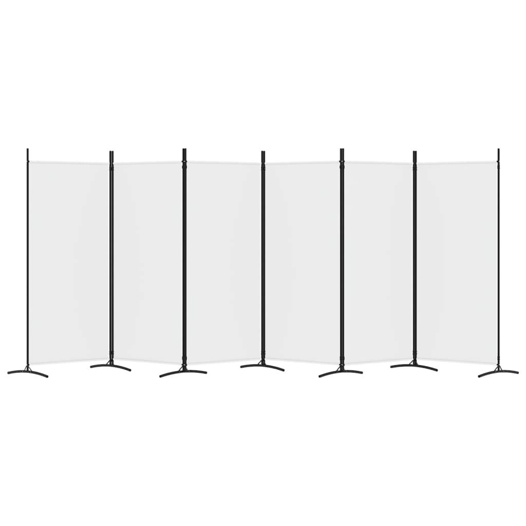 vidaXL 6-tlg. Paravent Weiß 520x180 cm Stoff