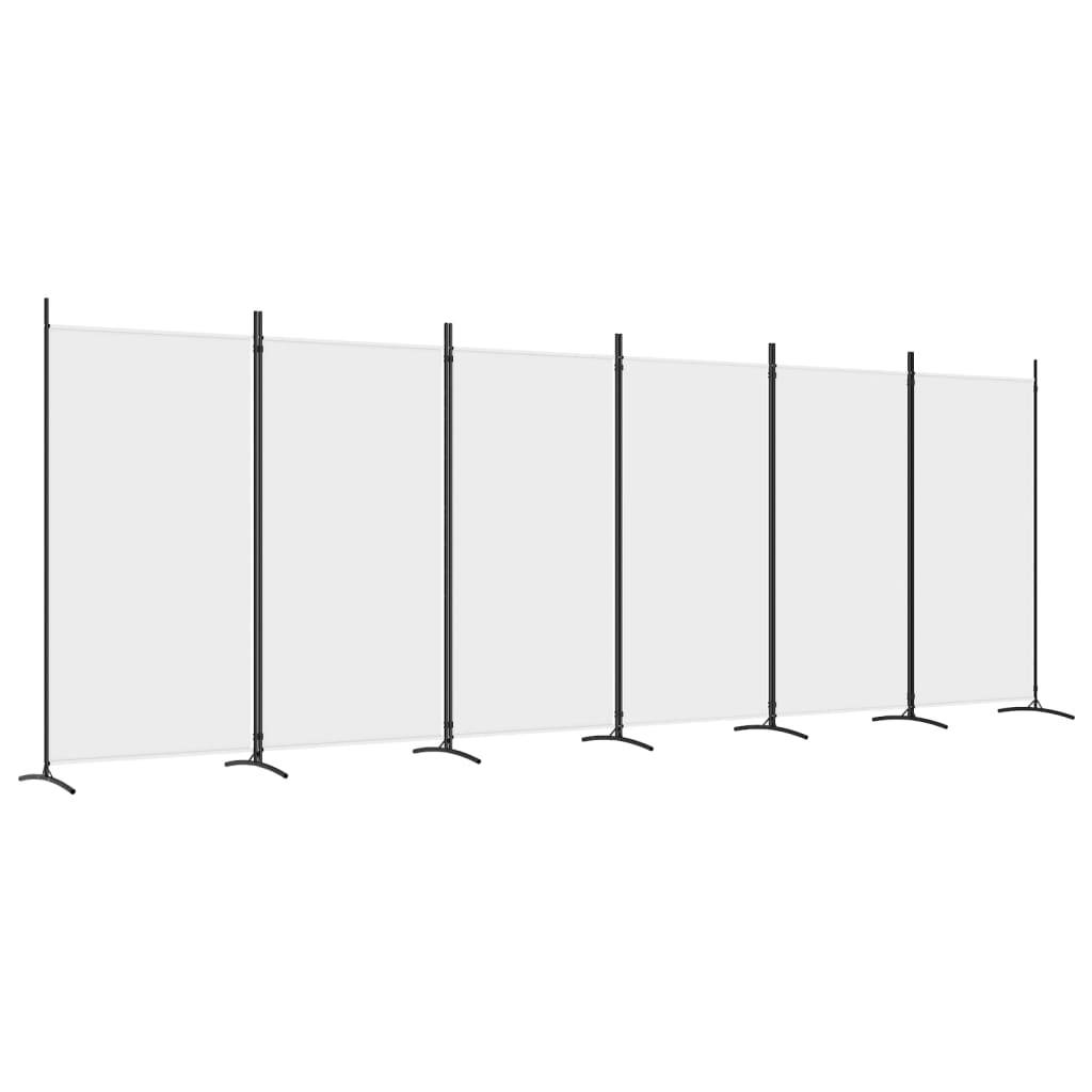 vidaXL 6-tlg. Paravent Weiß 520x180 cm Stoff