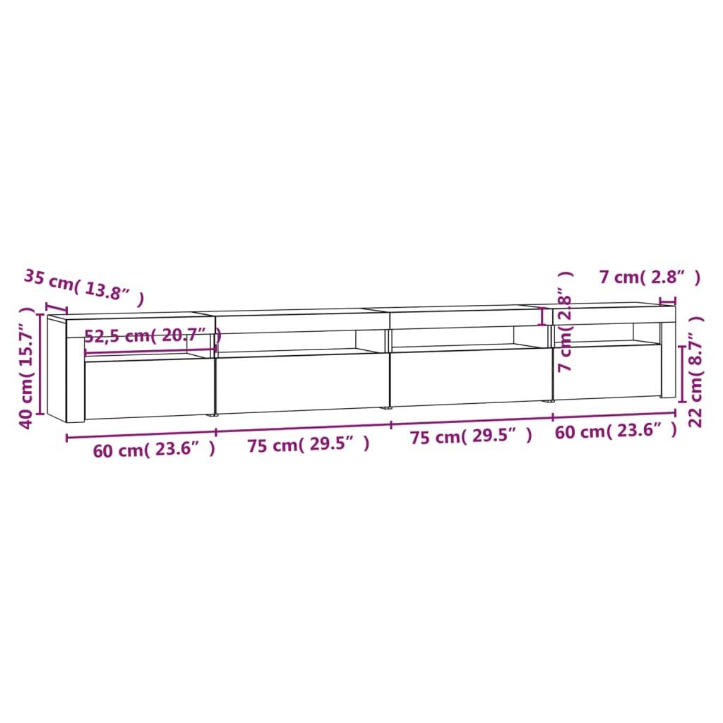 vidaXL TV-Schrank mit LED-Leuchten Grau Sonoma 270x35x40 cm