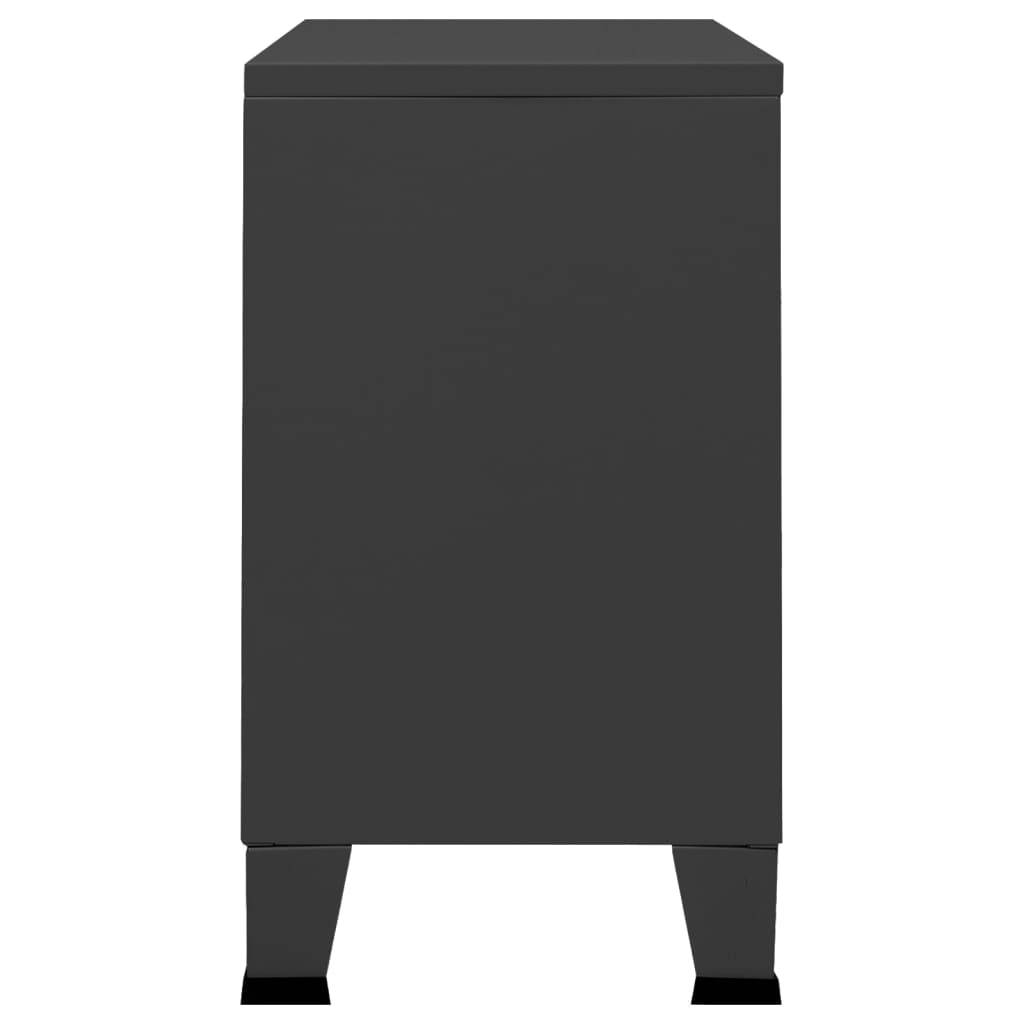 vidaXL Industrial Sideboard Anthrazit 105x35x62 cm Metall und Glas