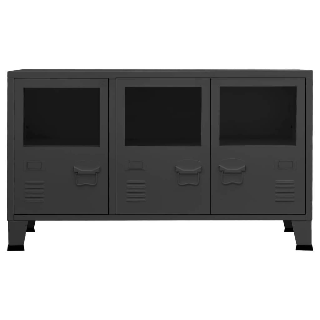 vidaXL Industrial Sideboard Anthrazit 105x35x62 cm Metall und Glas