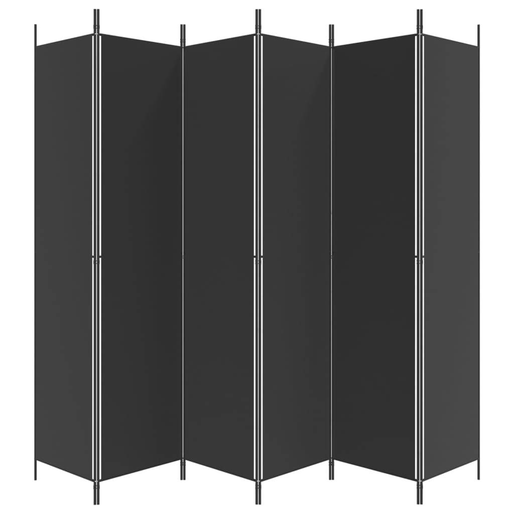 vidaXL 6-tlg. Paravent Schwarz 300x220 cm Stoff