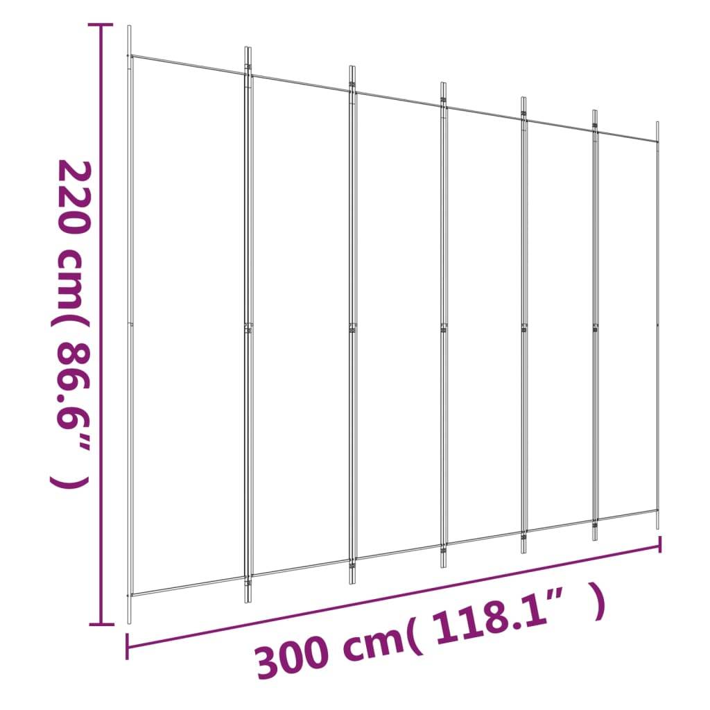 vidaXL 6-tlg. Paravent Schwarz 300x220 cm Stoff
