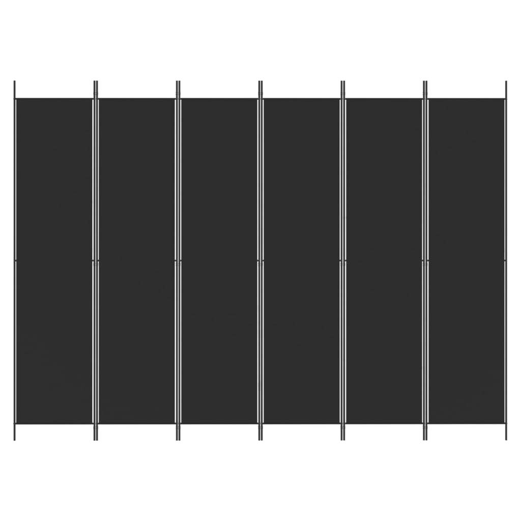 vidaXL 6-tlg. Paravent Schwarz 300x220 cm Stoff
