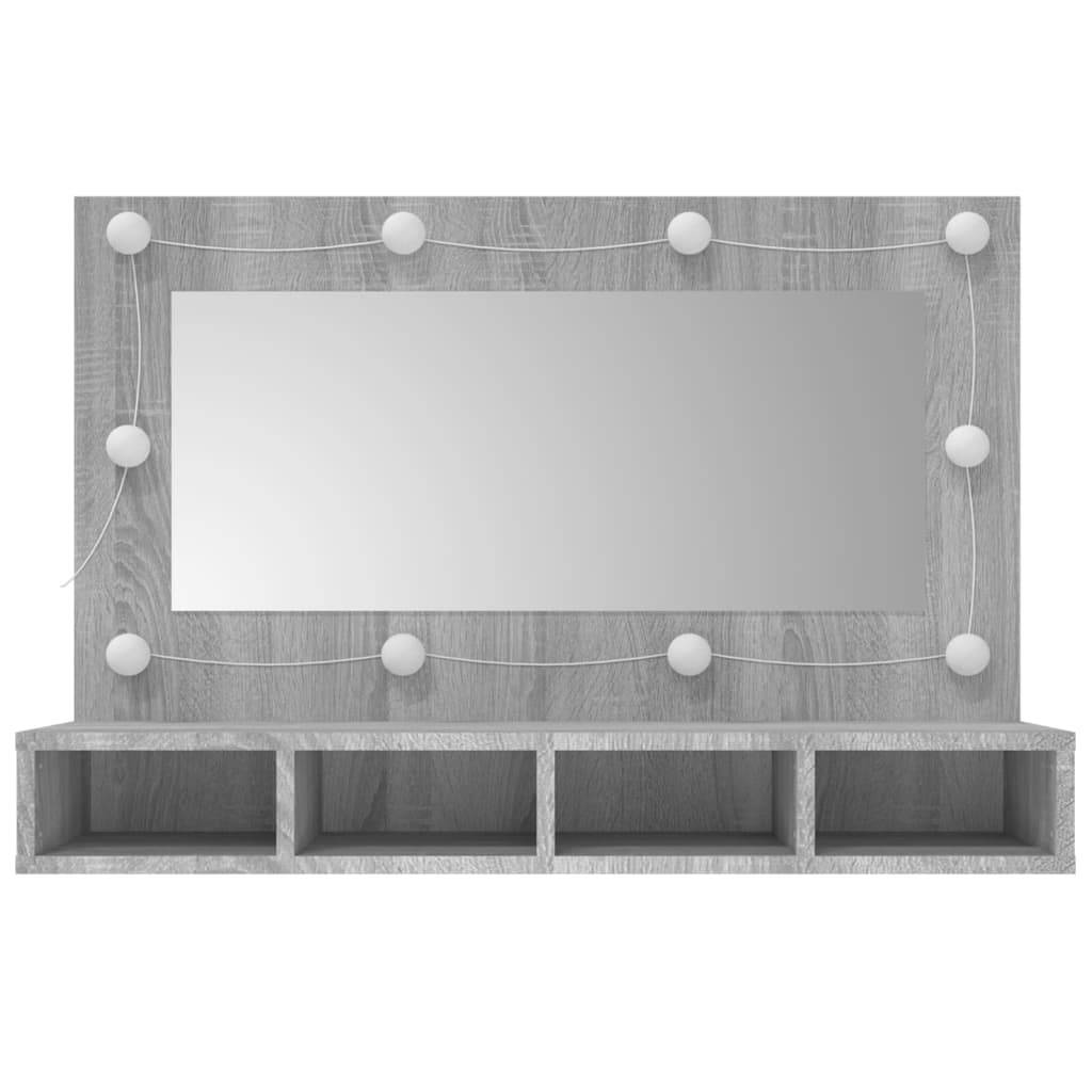 vidaXL Spiegelschrank mit LED Grau Sonoma 90x31,5x62 cm