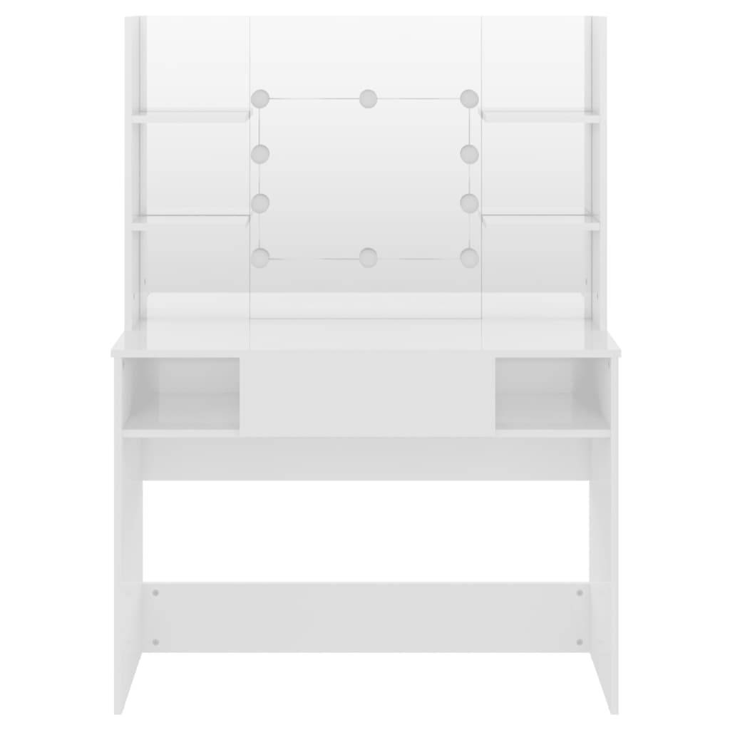 vidaXL Schminktisch LED-Beleuchtung 100x40x135 cm MDF Glänzendes Weiß