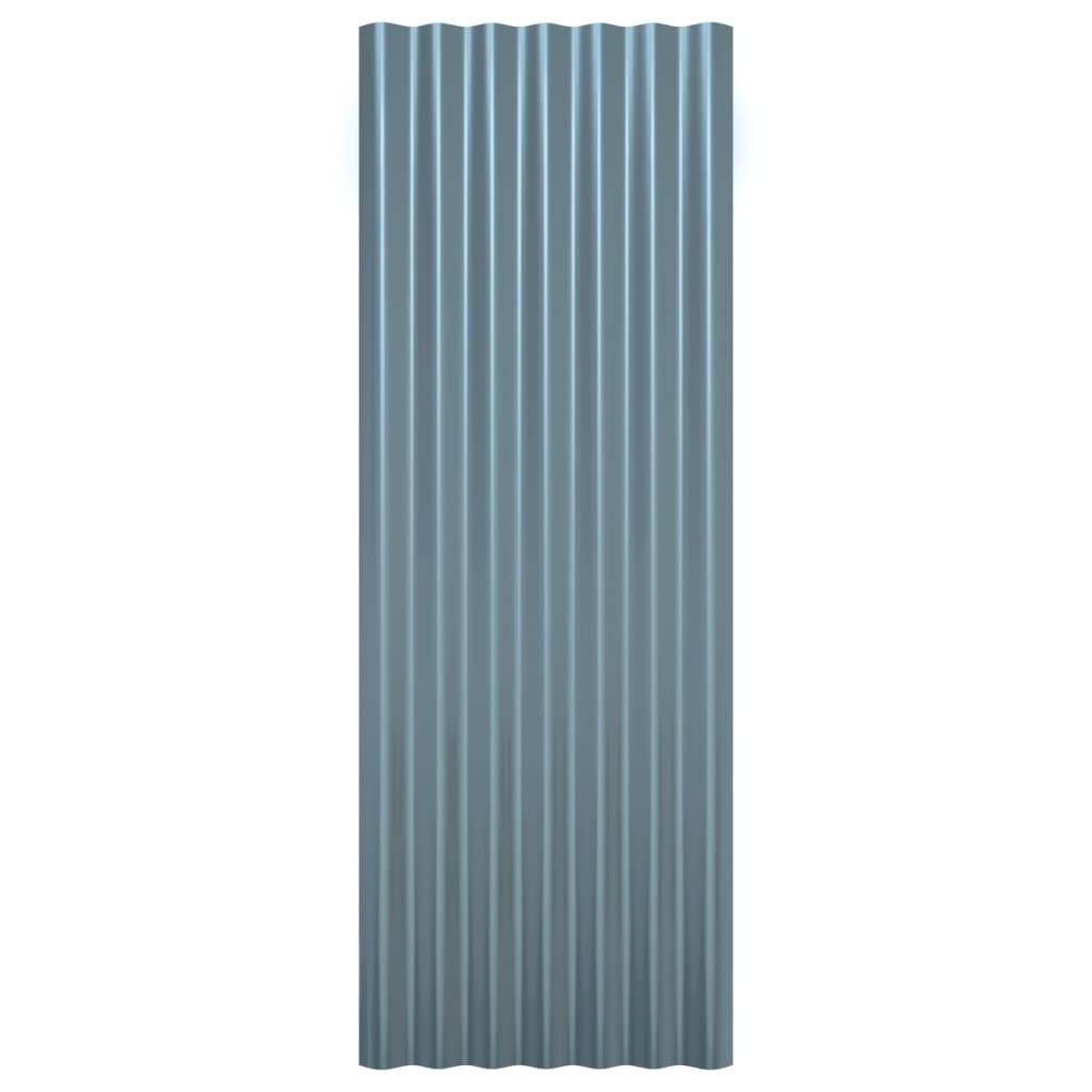 vidaXL Dachpaneele 12 Stk. Pulverbeschichteter Stahl Grau 100x36 cm