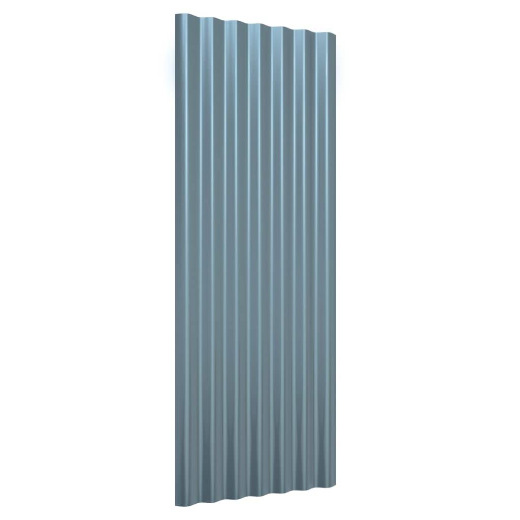 vidaXL Dachpaneele 12 Stk. Pulverbeschichteter Stahl Grau 100x36 cm