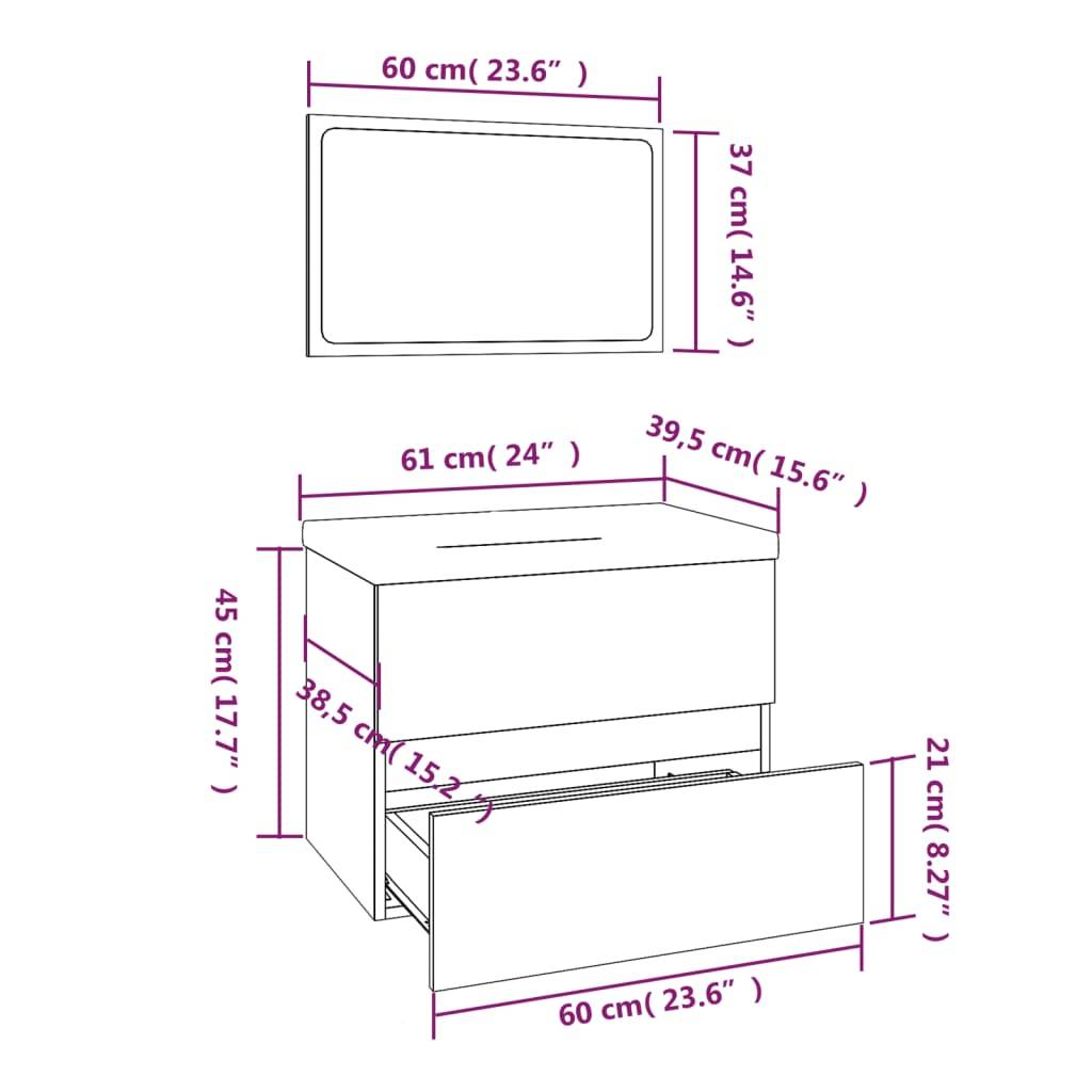 vidaXL Badmöbel-Set Räuchereiche Holzwerkstoff