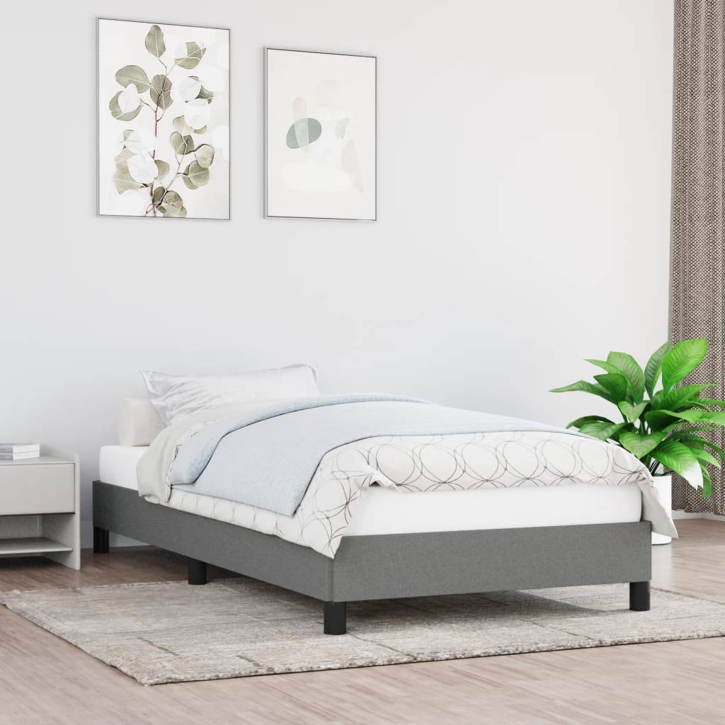 vidaXL Bettgestell ohne Matratze Dunkelgrau 100x200 cm Stoff