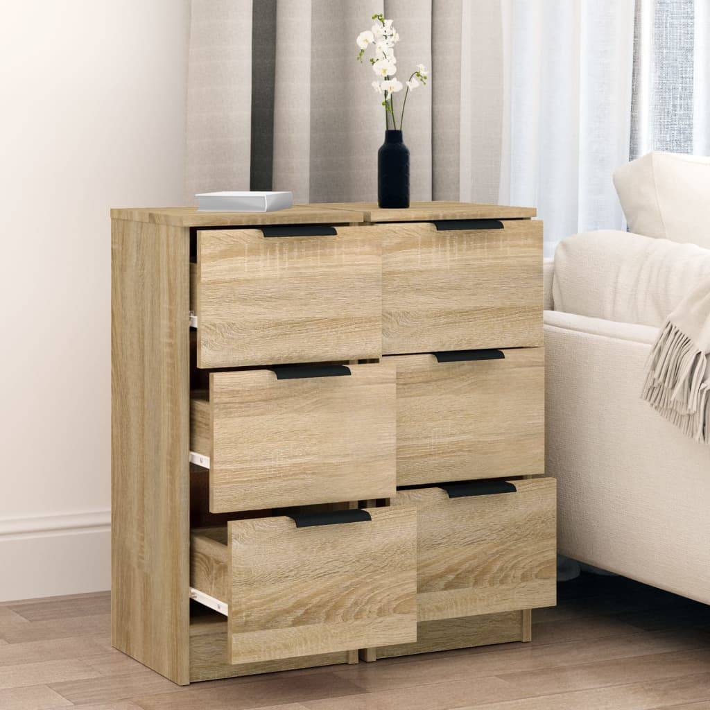 vidaXL Sideboards 2 Stk. Sonoma-Eiche 30x30x70 cm Holzwerkstoff
