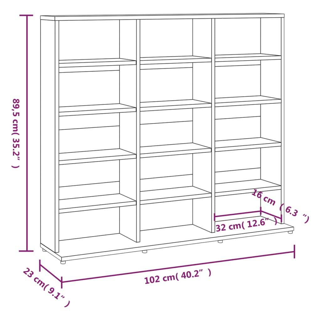 vidaXL CD-Regal Grau Sonoma 100x23x89,5 cm Holzwerkstoff