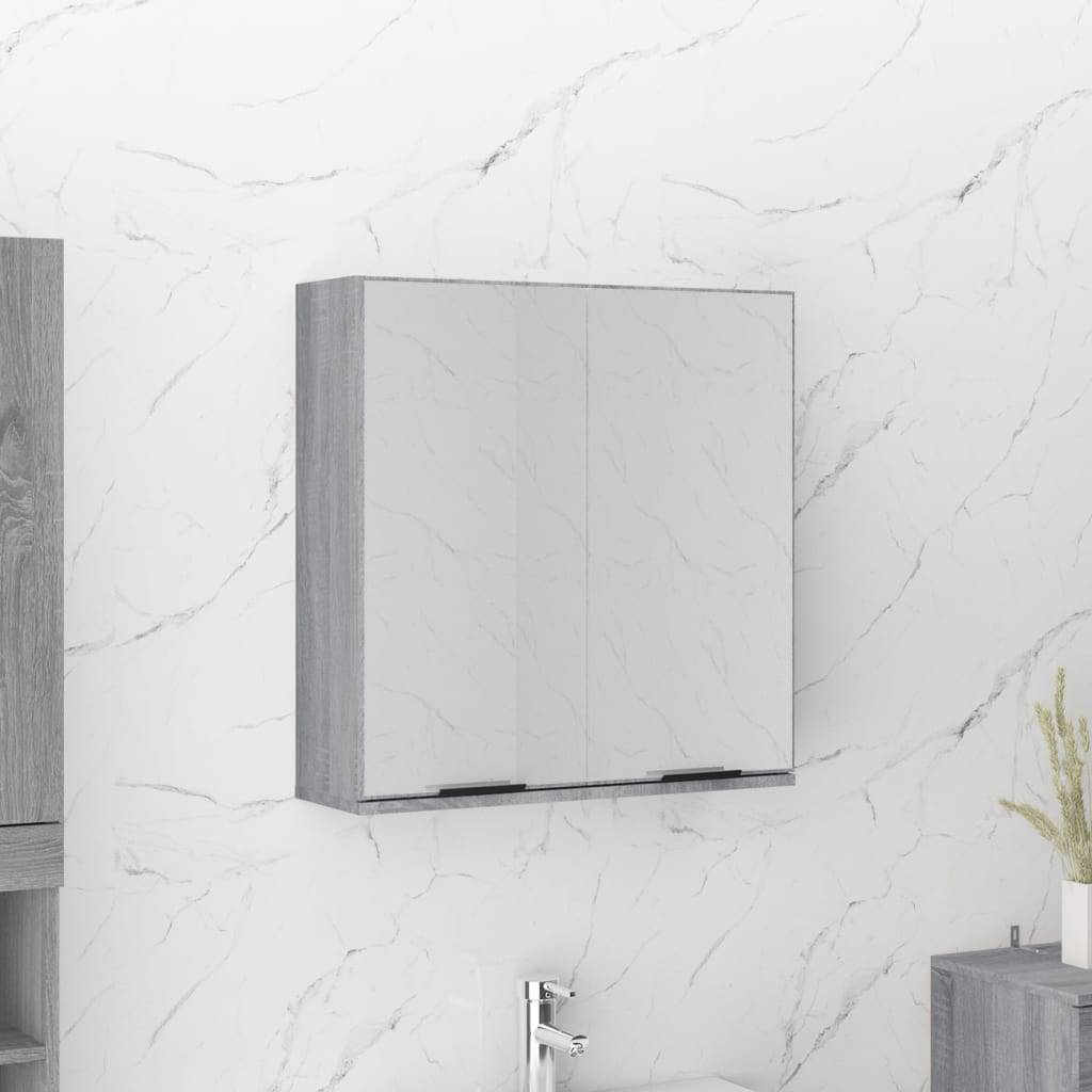 vidaXL Bad-Spiegelschrank Grau Sonoma 64x20x67 cm