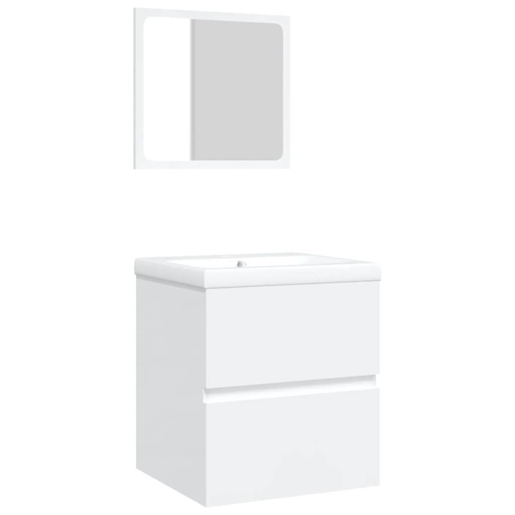 vidaXL Waschbeckenunterschrank mit Waschbecken und Spiegel Weiß