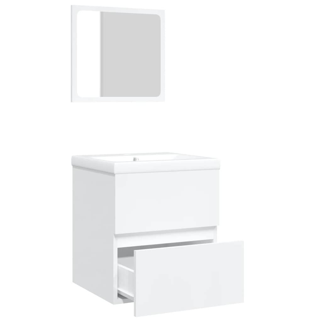 vidaXL Waschbeckenunterschrank mit Waschbecken und Spiegel Weiß
