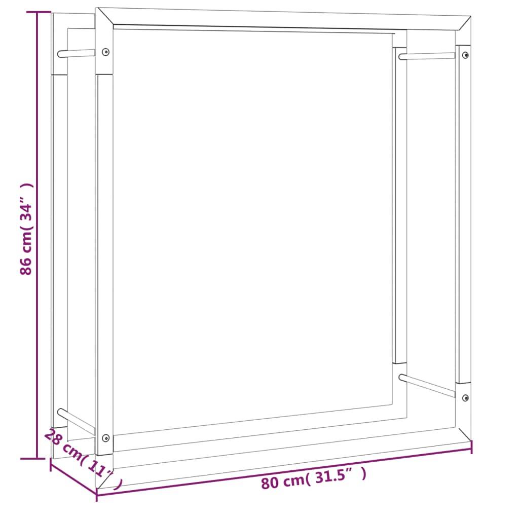 vidaXL Brennholzregal Mattschwarz 80x28x86 cm Stahl