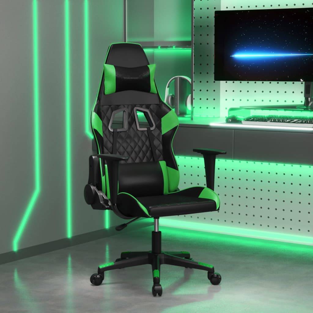 vidaXL Gaming-Stuhl Schwarz und Grün Kunstleder