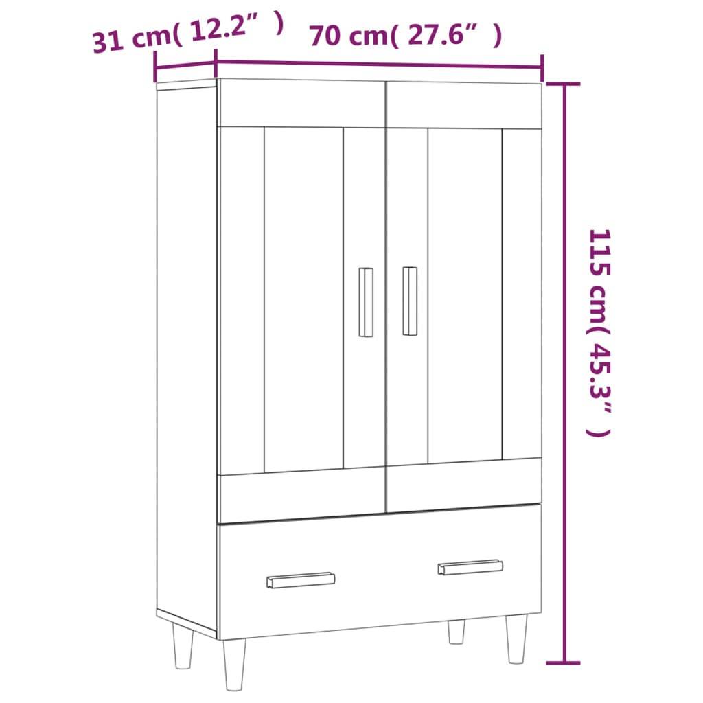 vidaXL Highboard Schwarz 70x31x115 cm Holzwerkstoff