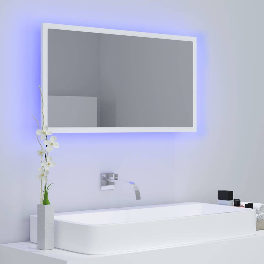 vidaXL LED-Badspiegel Weiß 80x8,5x37 cm Acryl