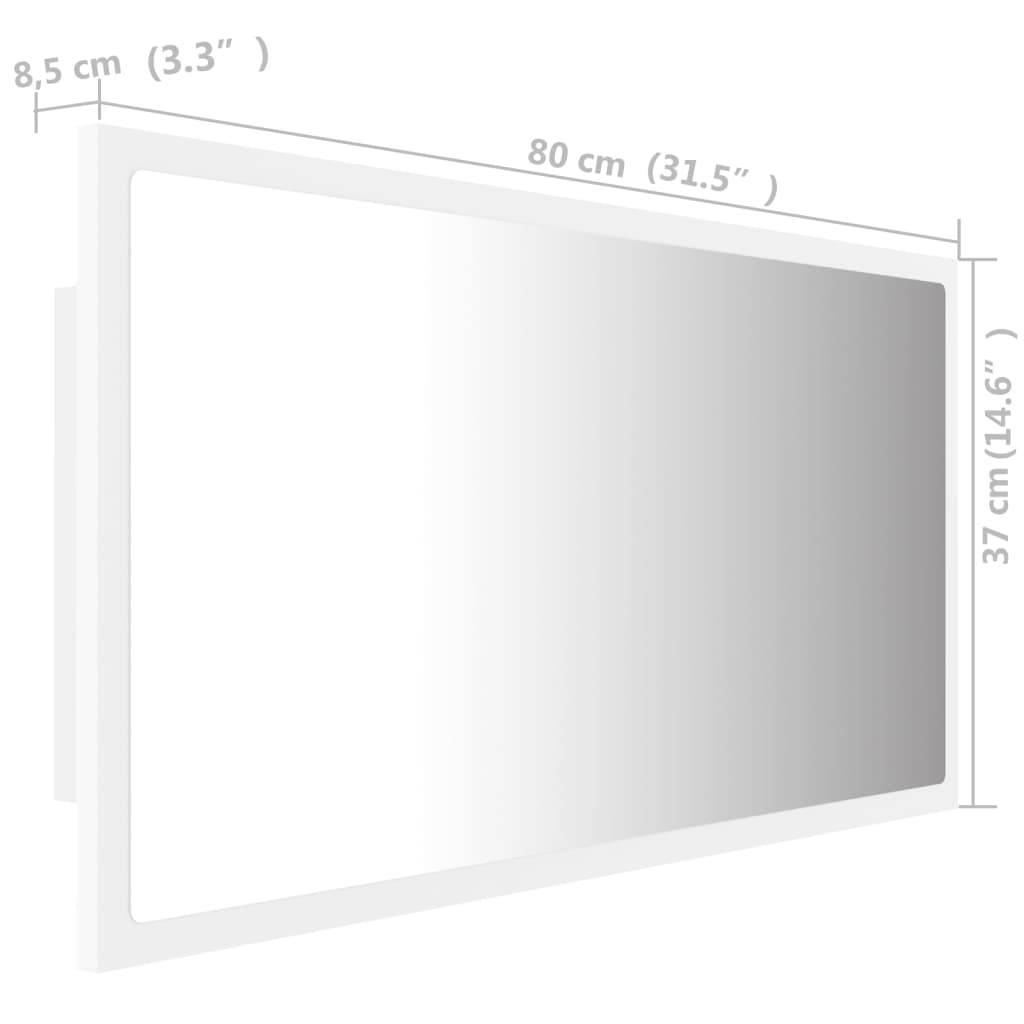 vidaXL LED-Badspiegel Weiß 80x8,5x37 cm Acryl