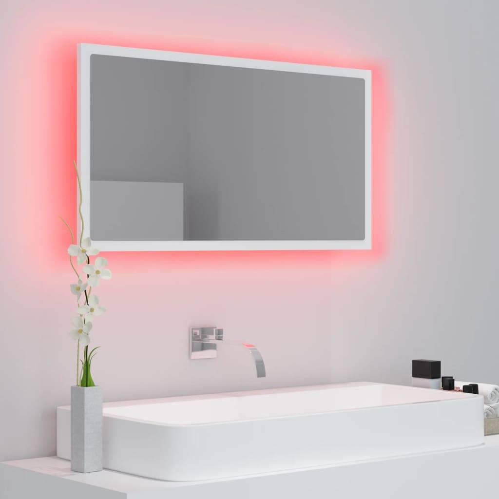 vidaXL LED-Badspiegel Weiß 80x8,5x37 cm Acryl