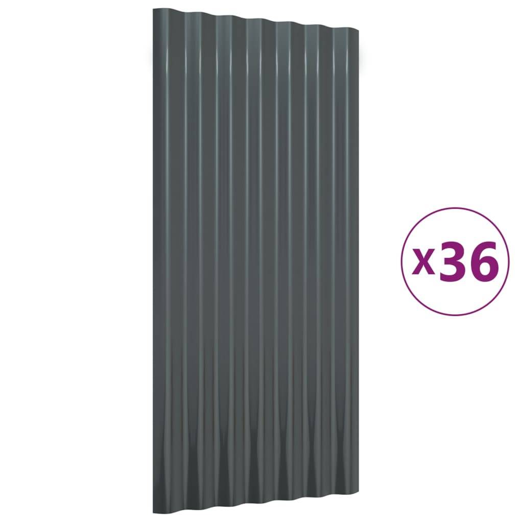 vidaXL Dachpaneele 36 Stk. Pulverbeschichteter Stahl Anthrazit 80x36cm