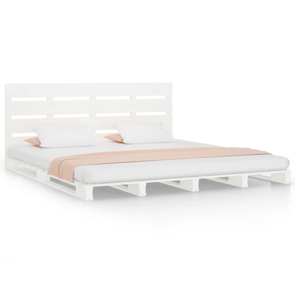 vidaXL Massivholzbett ohne Matratze Weiß 160x200 Kiefernholz